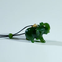 Wise Fortune Jade Elephant Pendant  #1128