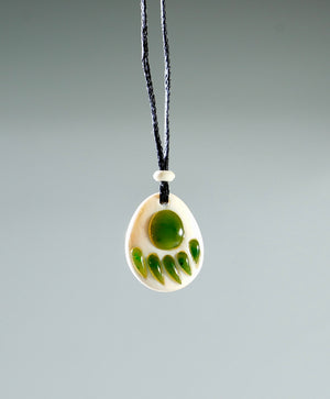 Jade Bear Paw on Bone Necklace #1153