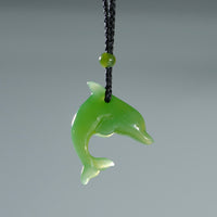 Lucky Dolphin Dance Siberian Jade Pendant #1511