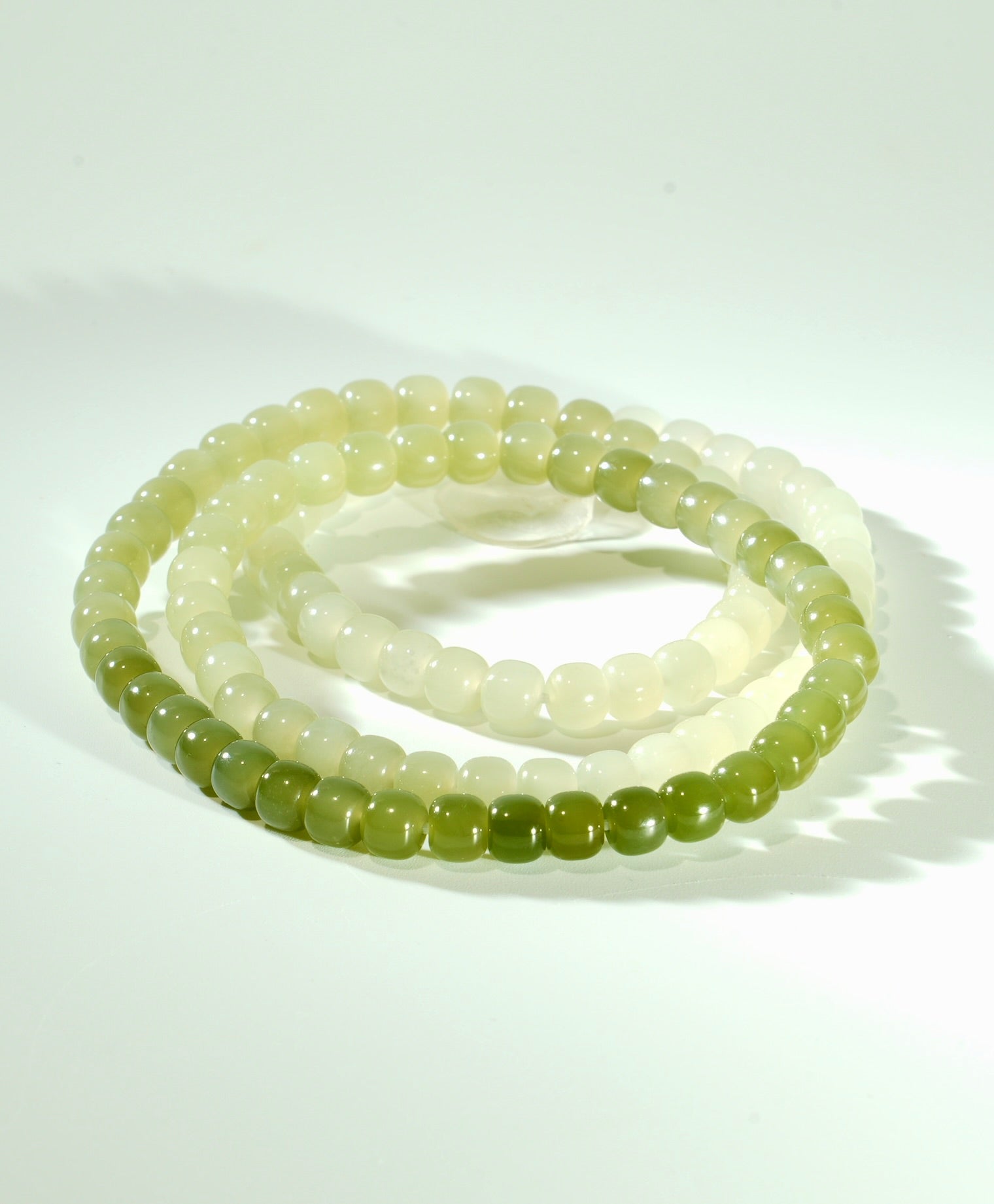 7mm 108 Green Polished Jade Necklace #1693