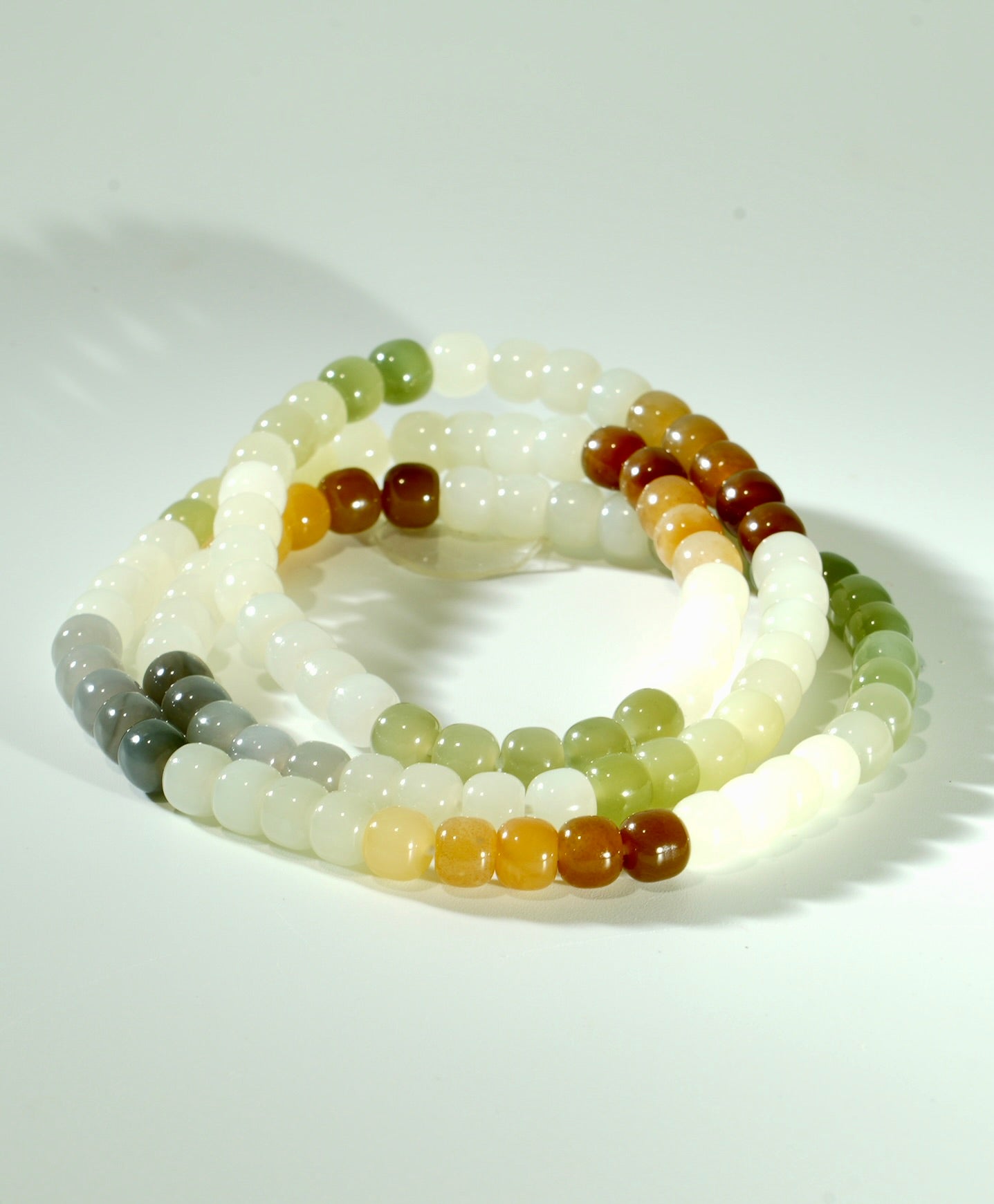 7mm 108 Multicolour Jade Beaded Necklace #1692
