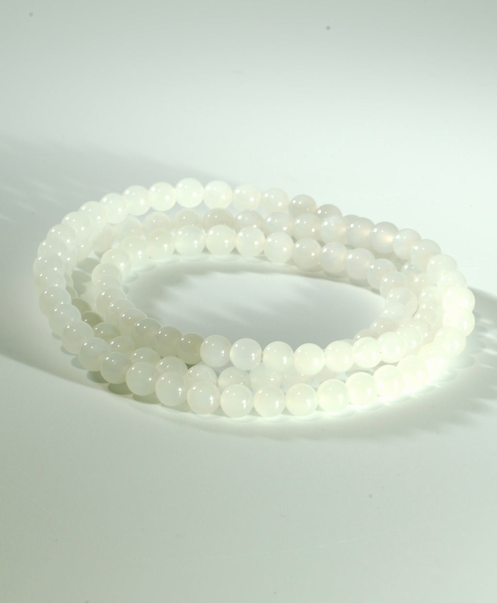 108 Round White Jade Mala Beaded Necklace #1814