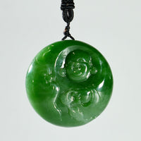 Hand-Carved Buddha Jade Necklace #1711