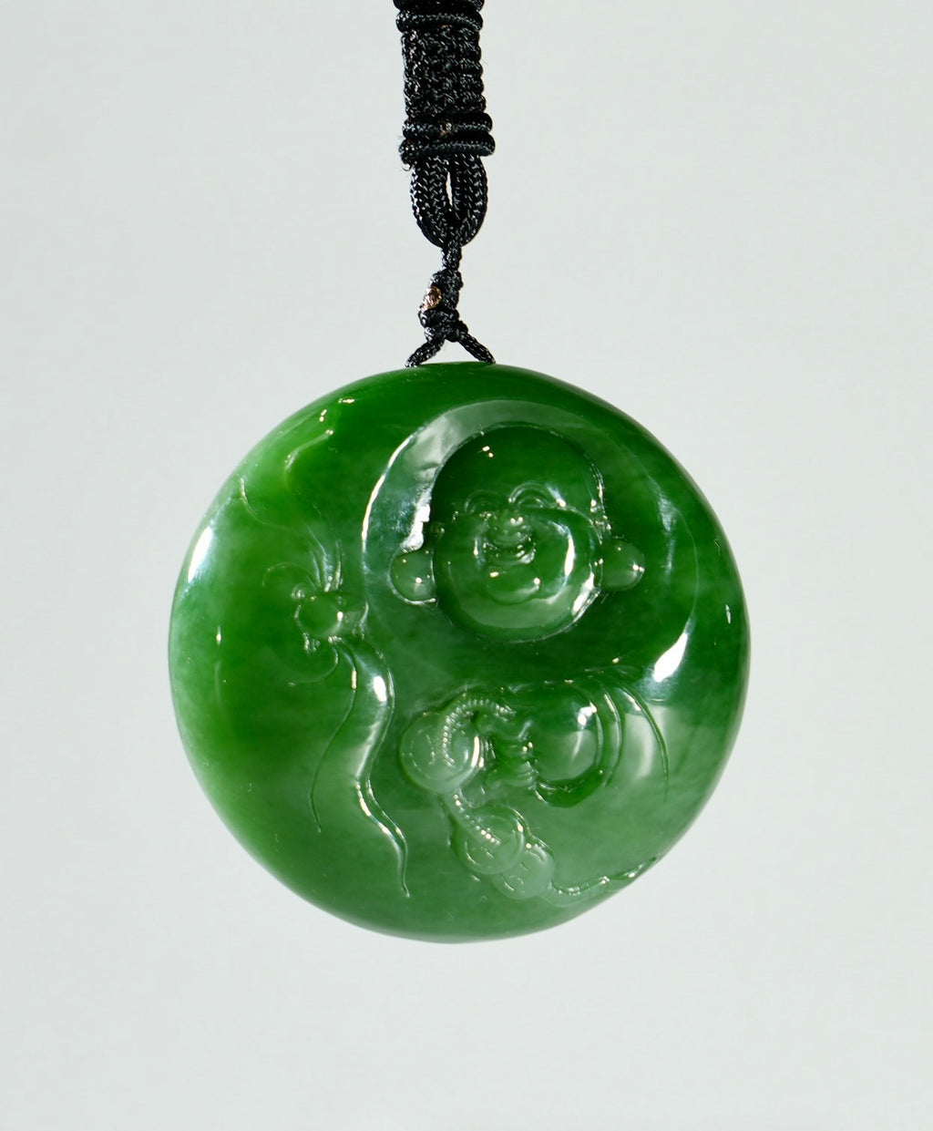 Hand-Carved Buddha Jade Necklace #1711