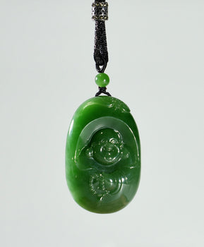 Hand Carved Buddha Jade Necklace Natural Jade #1710