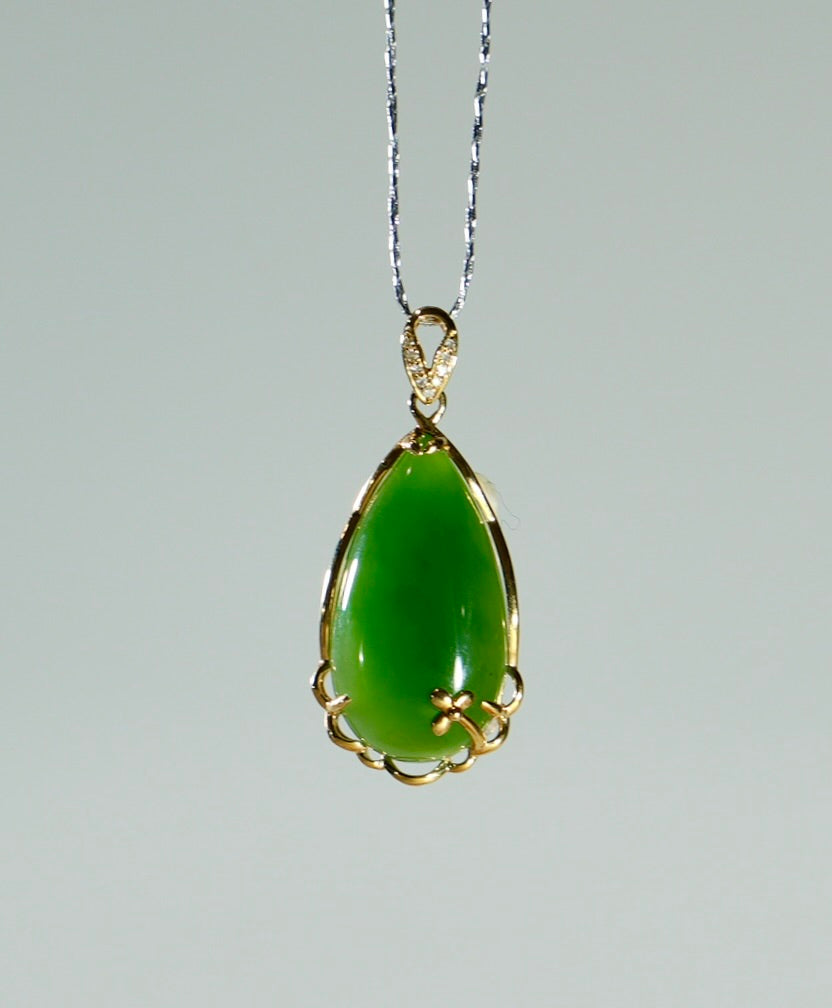 18k Siberian Jade Waterdrop Pendant#1671