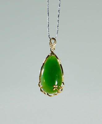 18k Siberian Jade Waterdrop Pendant#1671