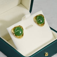 VINTAGE TRIANGLE JADE EARRINGS #1079