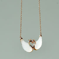 18k White Jade Double Swan Pendant #1505