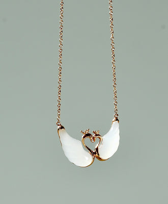 18k White Jade Double Swan Pendant #1505