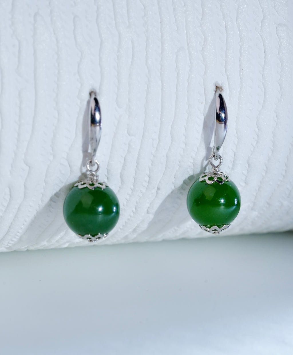 CANADIAN JADE BEAD EARRINGS #2302