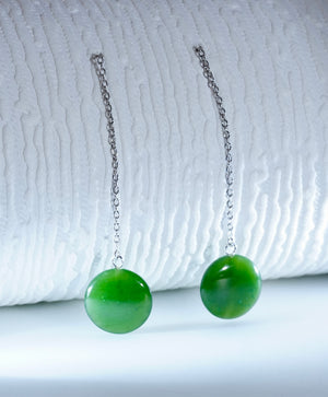 CANADIAN JADE LONG EARRINGS #2305