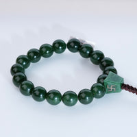 12mm Swastika Symbol Jade Beaded Bracelet #1882