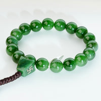 14mm Swastika Symbol Jade Beaded Bracelet #2299