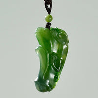 PIXIU AND BOK CHOY JADE PENDANT #1425