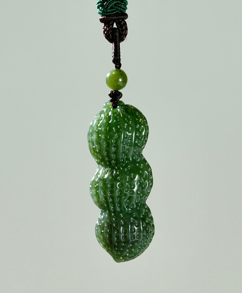 Hand-Carved Master Piece Peanut Jade Pendant 手工玉雕花生吊坠