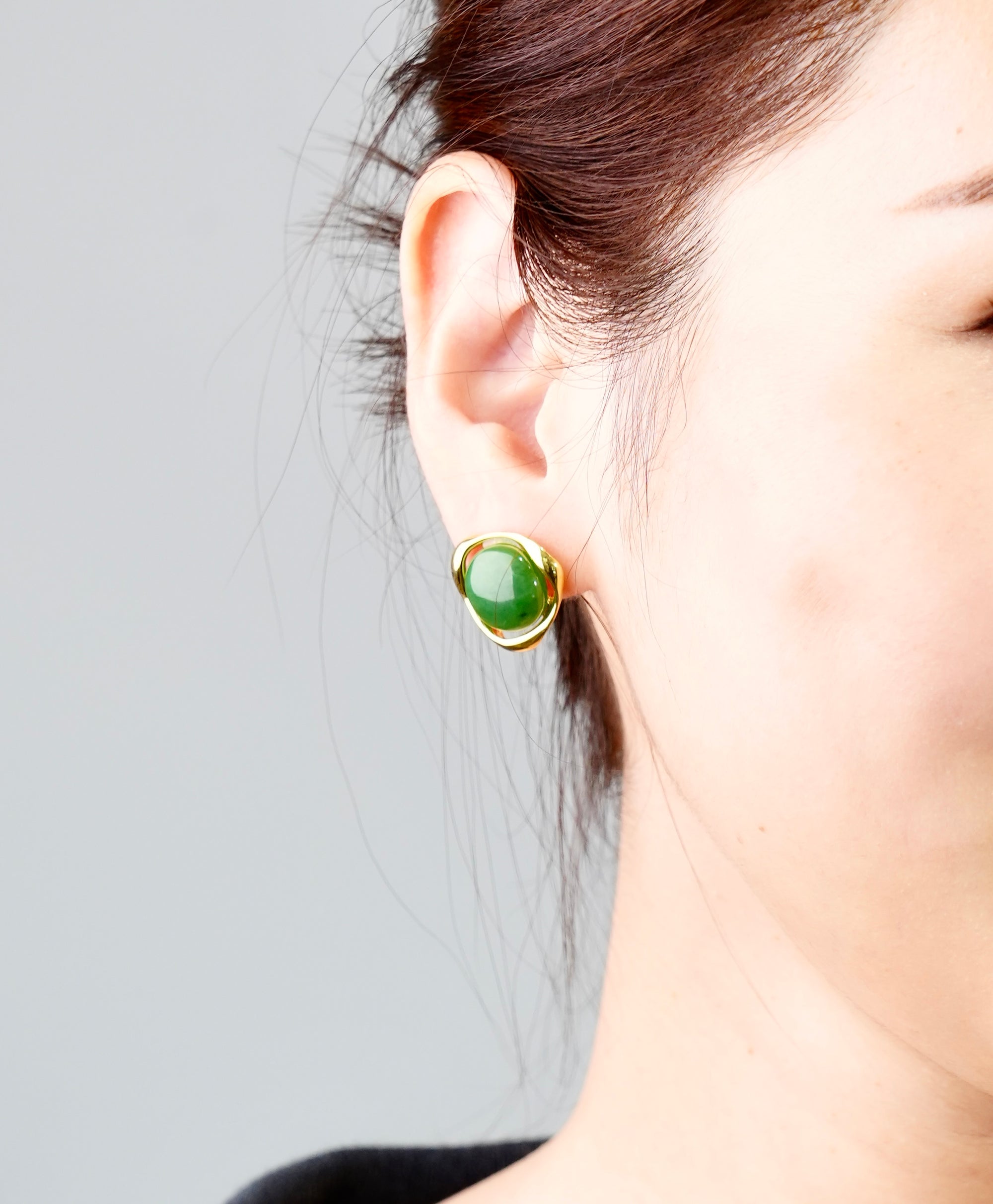 Vintage Triangle Jade Earrings #1079