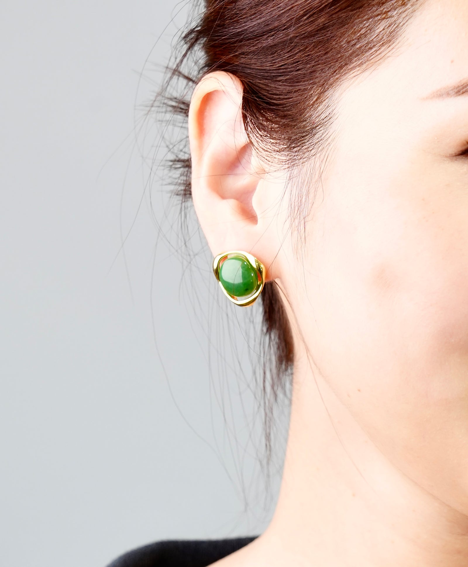 Vintage Triangle Jade Earrings #1079