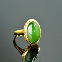 18K Oval Siberian Jade Ring #2320