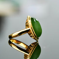 18K Oval Siberian Jade Ring #2320