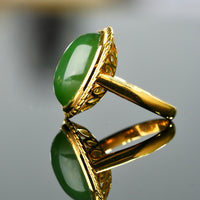 18K Oval Siberian Jade Ring #2320