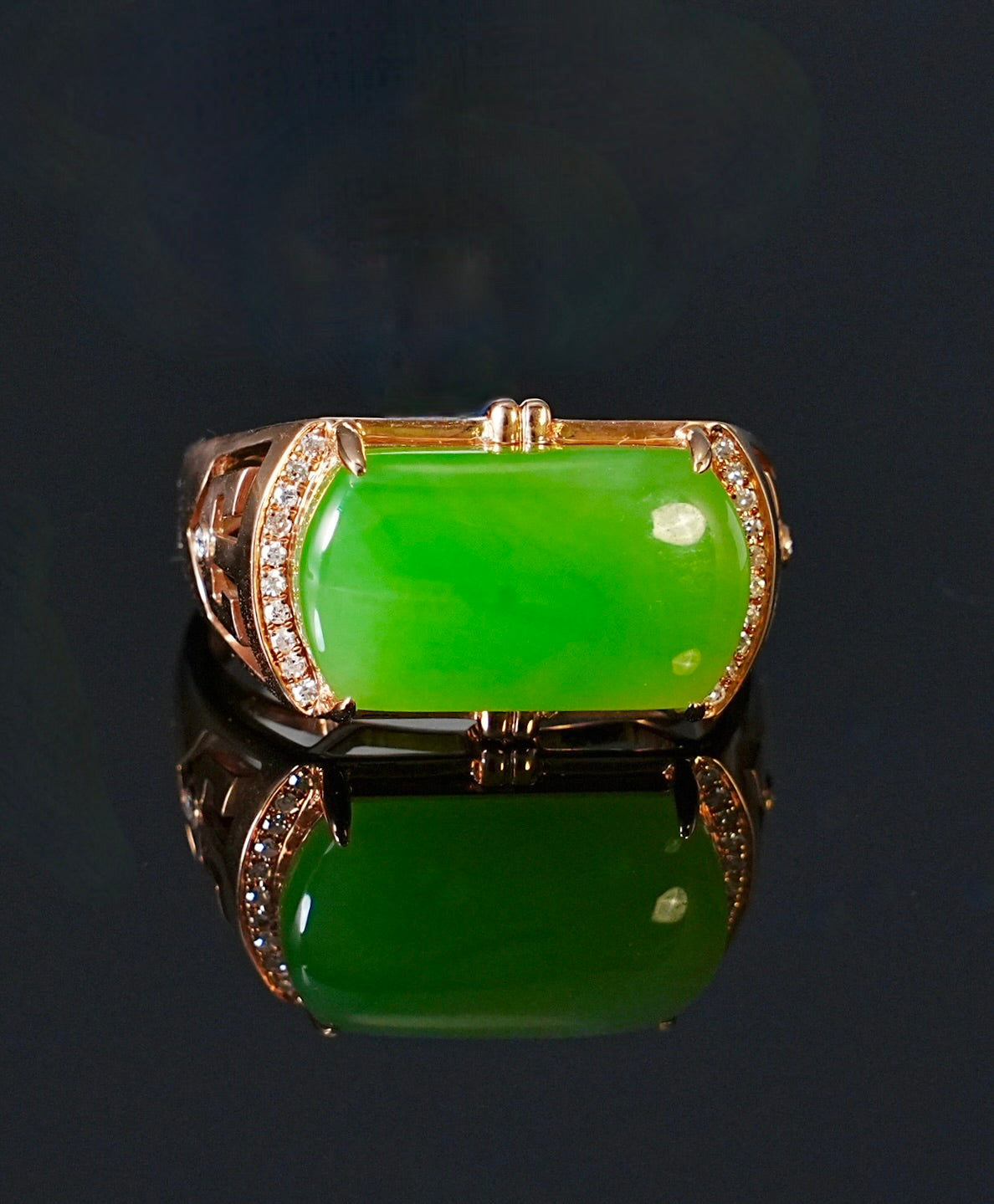 18K Siberian Jade Diamond Ring #1907