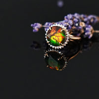 18K AMMOLITE DIAMOND RING #2087