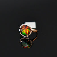 18K AMMOLITE DIAMOND RING #2087