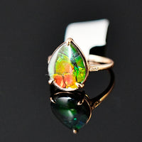 18K AMMOLITE DIAMOND RING #2097