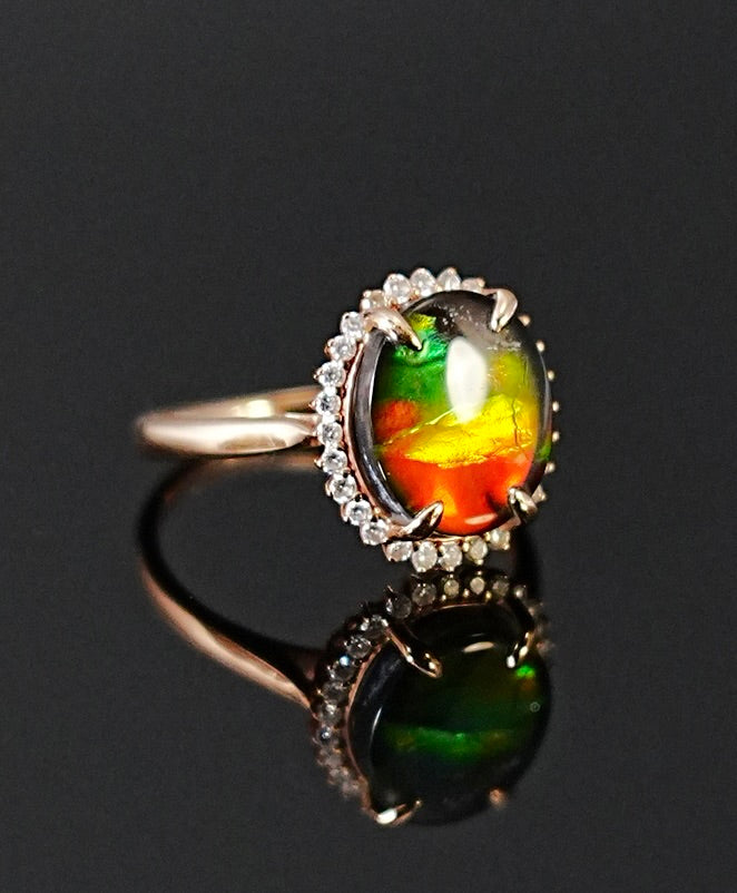 18K Ammolite Diamond Ring #2199
