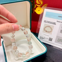 Nature’s Power Red Rutile Quartz Green Phantom Crystal Bracelet #3069