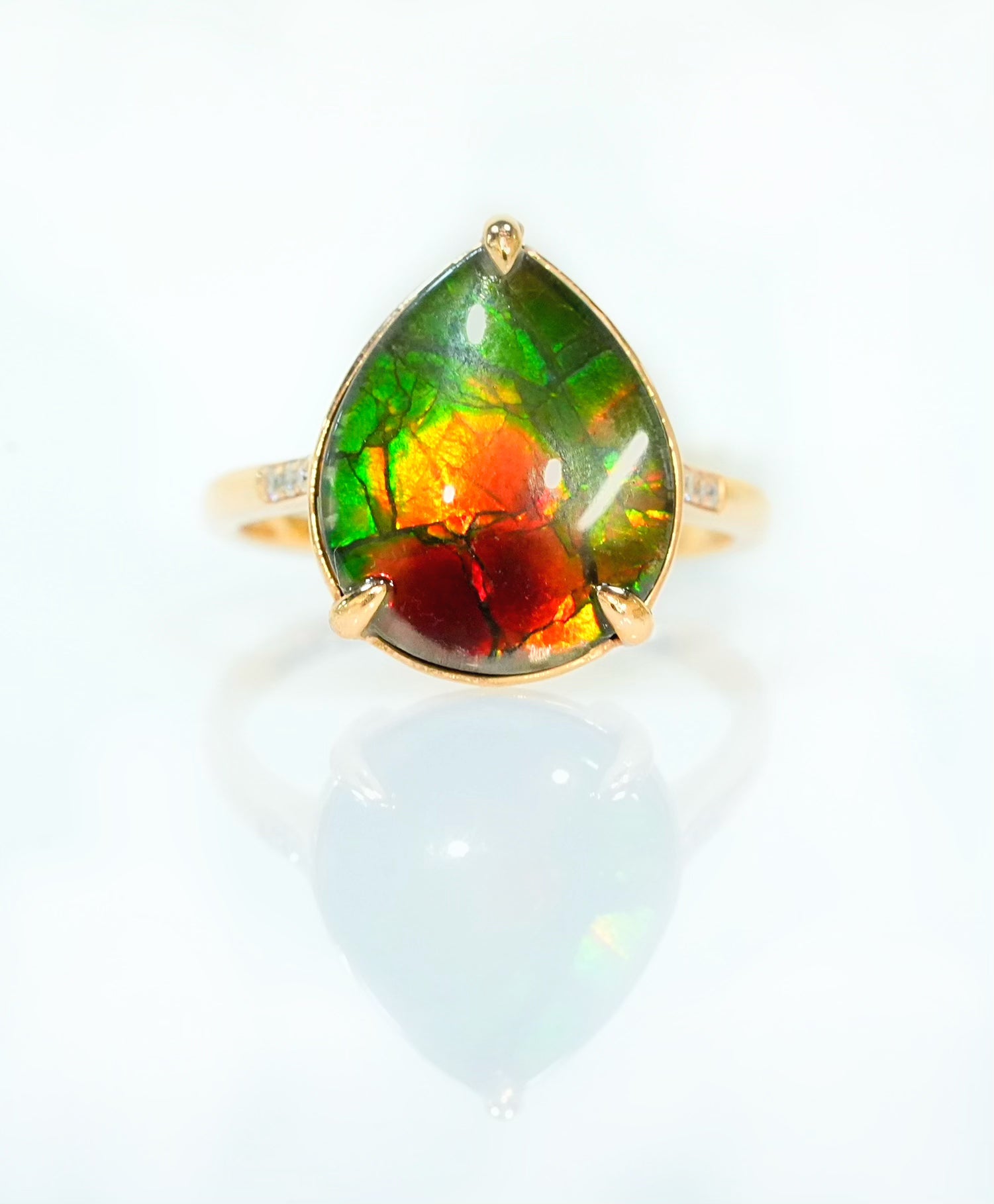 18K Ammolite Diamond Ring #2097