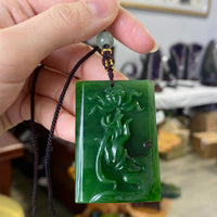 No. 7 Old Mind Siberian Jade Lotus Pendant #2478