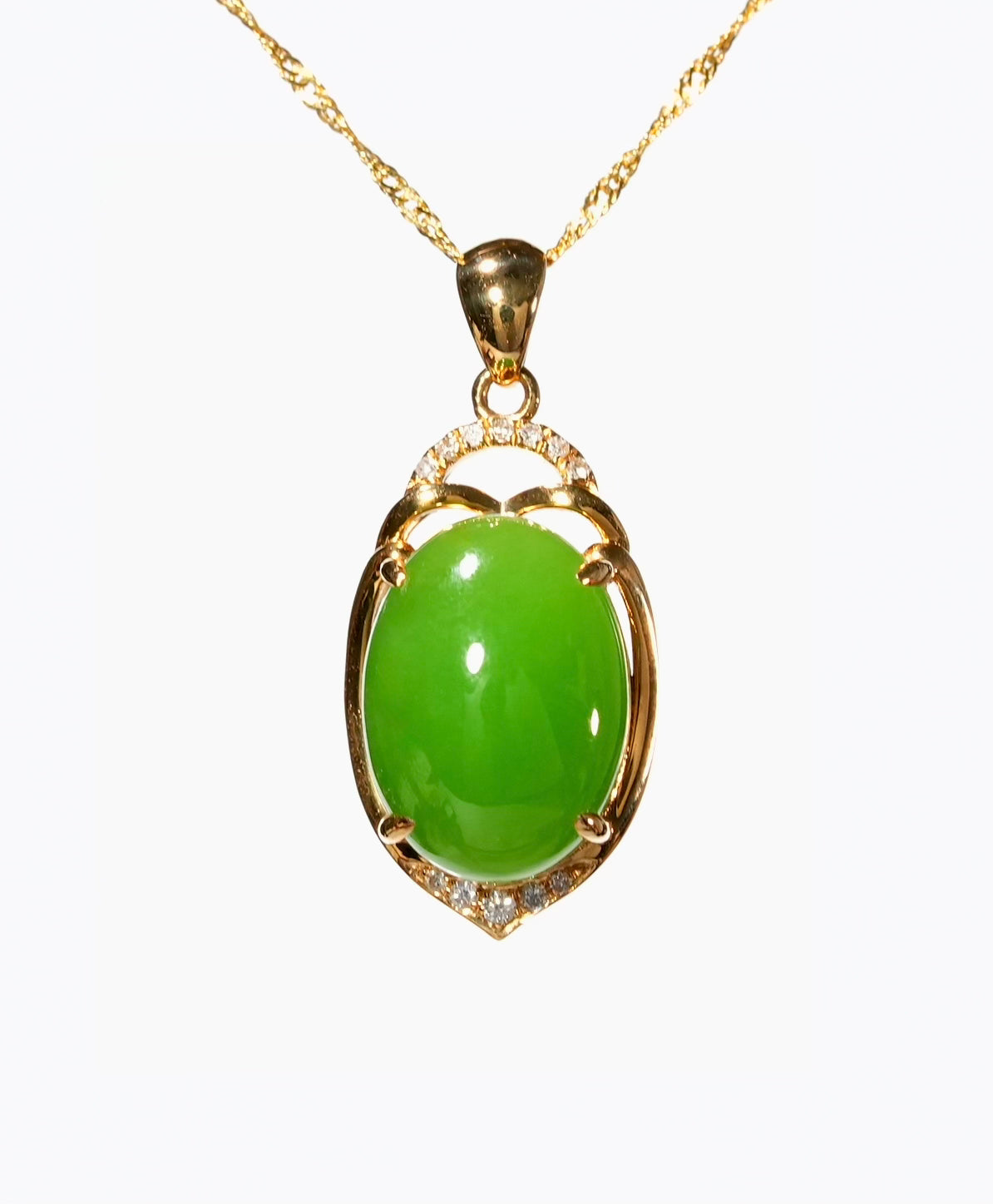18K Cabochon Siberian Jade Pendant #3025