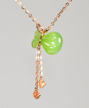 Siberian Jade Money Bag Pendant 18K Gold Natural Jade #2930