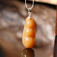 Rich Bean Hetian Jade Pendant #1273