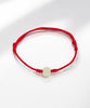 Hetian White Jade Bracelet Red Bracelet Red String Protection Luck Natural Jade 7mm #1013