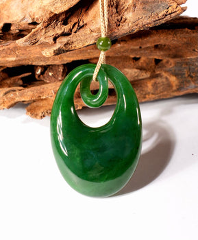 Jade Necklace Harmony Peace Buckle Ping An Kou 53mm Natural Jade #1115