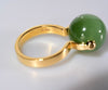 18K 14mm Lucky Bead Jade Ring #2895