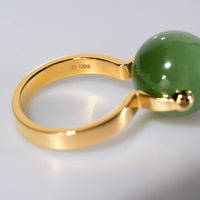 18K 14mm Lucky Bead Jade Ring #2895