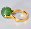 18K 14mm Lucky Bead Jade Ring #2895