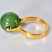 18K 14mm Lucky Bead Jade Ring #2895
