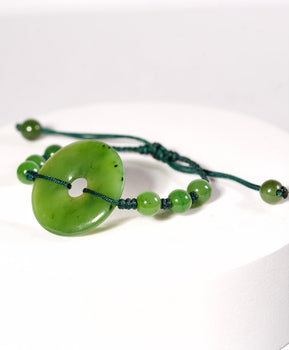 Polar Jade Peace Buckle Bracelet Ping An Kou Pi Natural Jade #2619