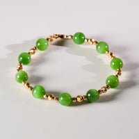 14k 8mm Chatoyant Siberian Jade Starry Bracelet #2591-2