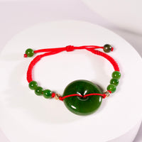 Polar Jade PI Peace Buckle Red Cord Bracelet #2617