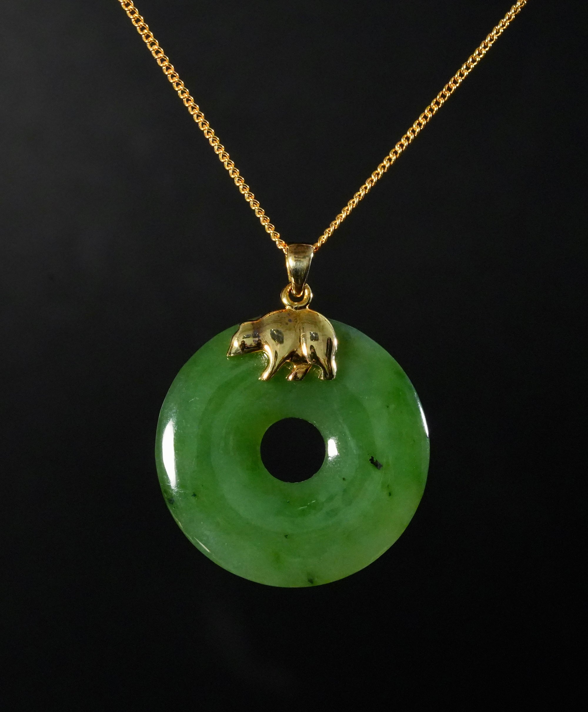 Polar Bear Jade PI Harmony Donut Peace Buckle Pendant #1170