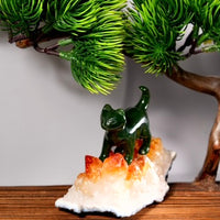 Lucky Jade Cat on Citrine (0.51LB) #2793