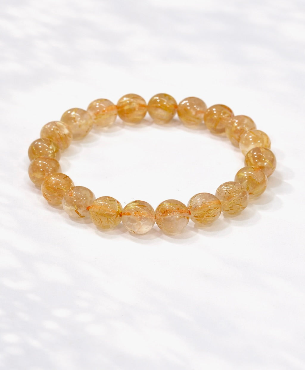 Rutilated Gold Quartz Bracelet Natural Crystal 9 to 10mm#1848