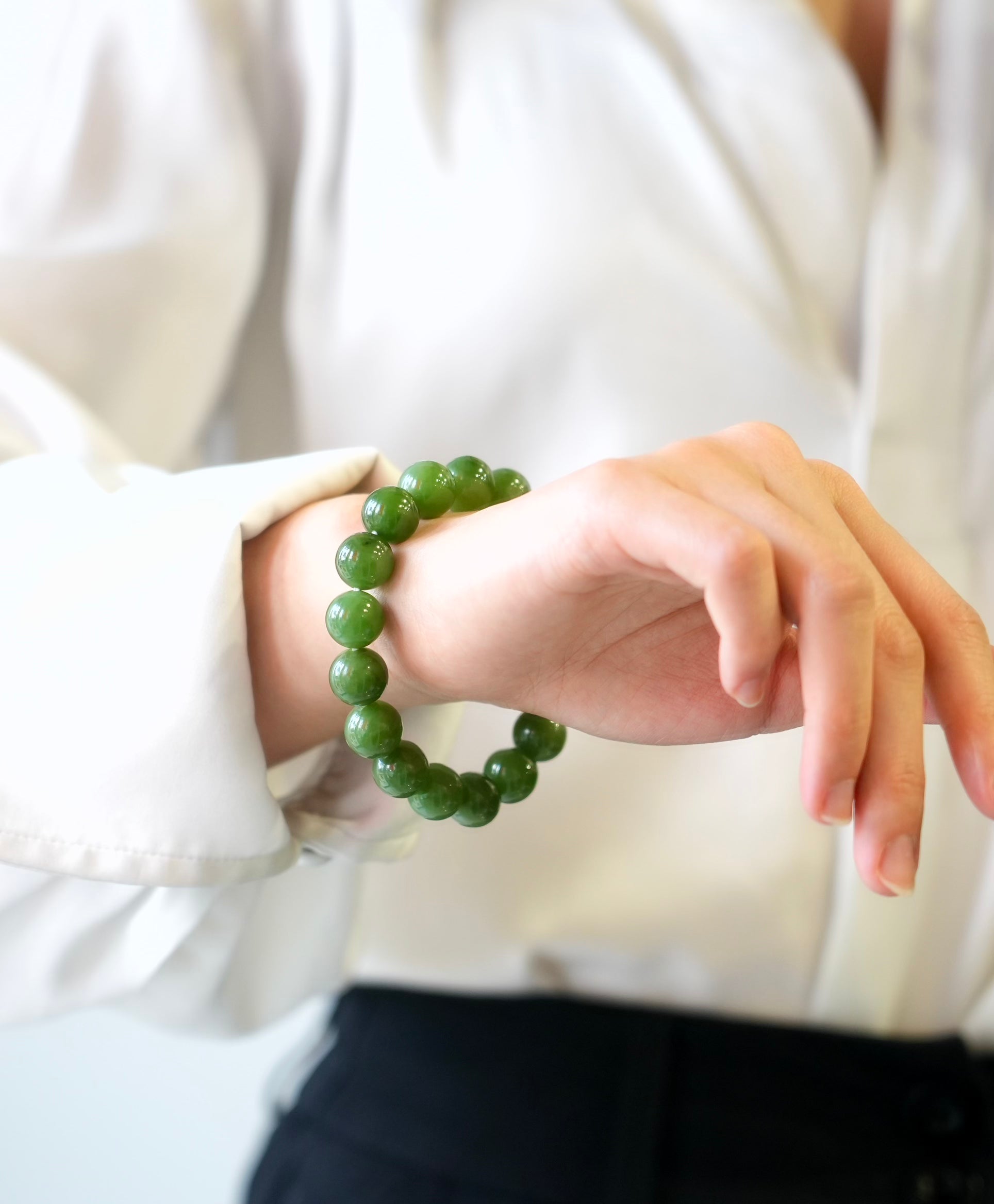 12-12.5mm Polar Jade Beaded Bracelet #3077