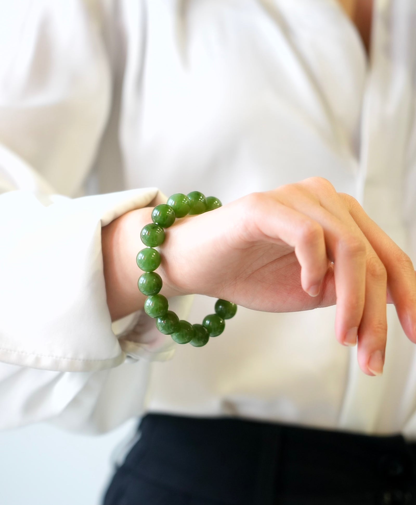 12-12.5mm Polar Jade Beaded Bracelet #3077